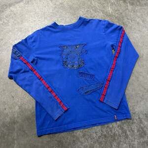 Report Collection Vintage Blue Long Sleeve Graphic T-Shirt Medium